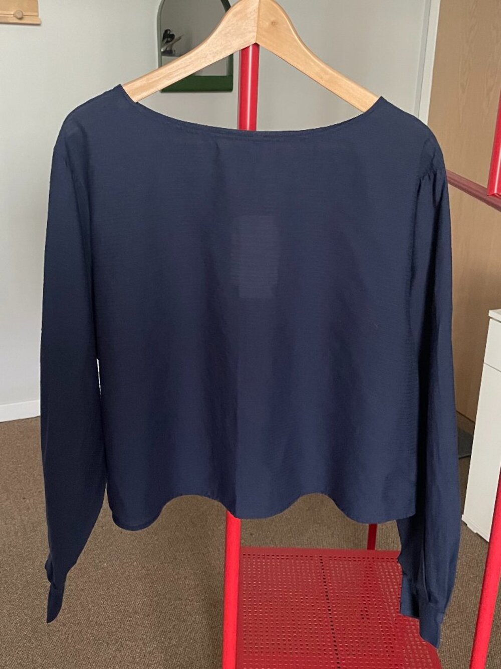 Uniqlo X Hana Tajima Long Sleeve Crop Shirt - Size XL - Navy Blue - NWT